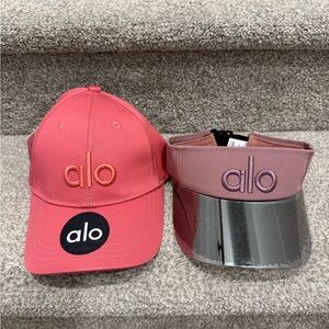 ALO Yoga Coral and Mauve Hat Set